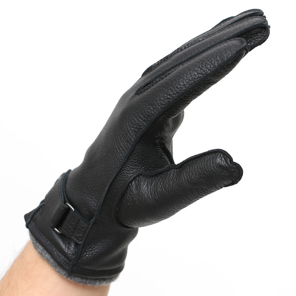  手袋 メンズ 本革 レザー カシミヤ混 カシミア混 ブラック 黒 黒色 手袋 ディアスキン(鹿革) グローブ KURODA(クロダ)