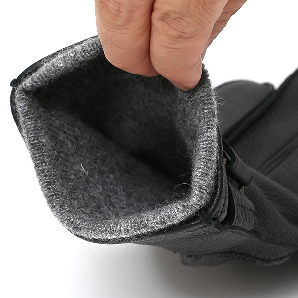  手袋 メンズ 本革 レザー カシミヤ混 カシミア混 ブラック 黒 黒色 手袋 ディアスキン(鹿革) グローブ KURODA(クロダ)