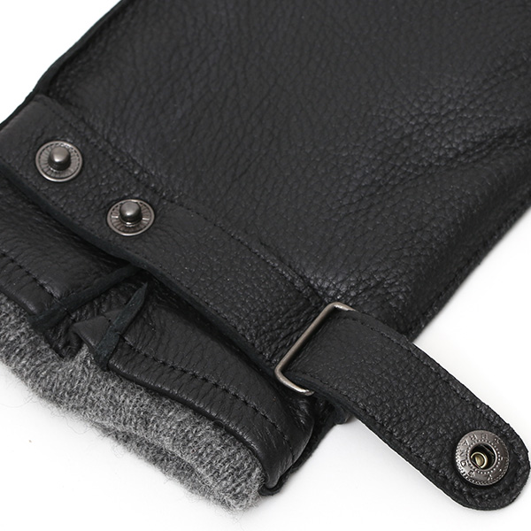  手袋 メンズ 本革 レザー カシミヤ混 カシミア混 ブラック 黒 黒色 手袋 ディアスキン(鹿革) グローブ KURODA(クロダ)