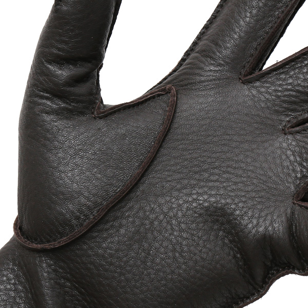  手袋 メンズ 本革 レザー カシミヤ混 カシミア混 ダークブラウン ブラウン 茶 茶色 手袋 ディアスキン(鹿革) グローブ KURODA(クロダ)