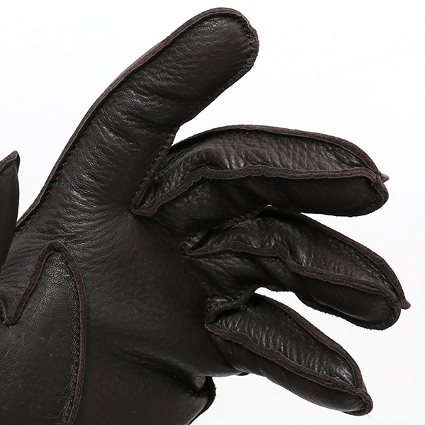  手袋 メンズ 本革 レザー カシミヤ混 カシミア混 ダークブラウン ブラウン 茶 茶色 手袋 ディアスキン(鹿革) グローブ KURODA(クロダ)