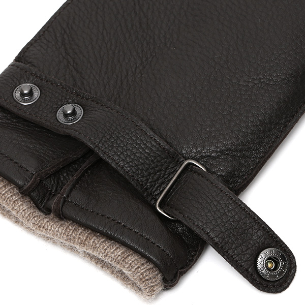  手袋 メンズ 本革 レザー カシミヤ混 カシミア混 ダークブラウン ブラウン 茶 茶色 手袋 ディアスキン(鹿革) グローブ KURODA(クロダ)