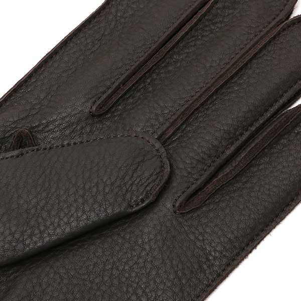  手袋 メンズ 本革 レザー カシミヤ混 カシミア混 ダークブラウン ブラウン 茶 茶色 手袋 ディアスキン(鹿革) グローブ KURODA(クロダ)