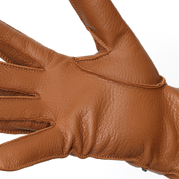  手袋 メンズ 本革 レザー カシミヤ混 カシミア混 キャメル ブラウン 茶 茶色 手袋 ディアスキン(鹿革) グローブ KURODA(クロダ)