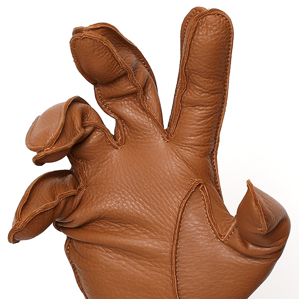  手袋 メンズ 本革 レザー カシミヤ混 カシミア混 キャメル ブラウン 茶 茶色 手袋 ディアスキン(鹿革) グローブ KURODA(クロダ)