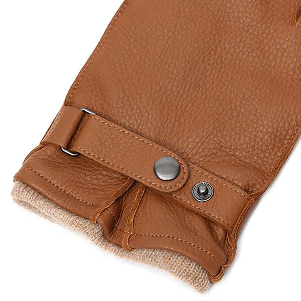  手袋 メンズ 本革 レザー カシミヤ混 カシミア混 キャメル ブラウン 茶 茶色 手袋 ディアスキン(鹿革) グローブ KURODA(クロダ)