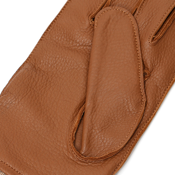  手袋 メンズ 本革 レザー カシミヤ混 カシミア混 キャメル ブラウン 茶 茶色 手袋 ディアスキン(鹿革) グローブ KURODA(クロダ)