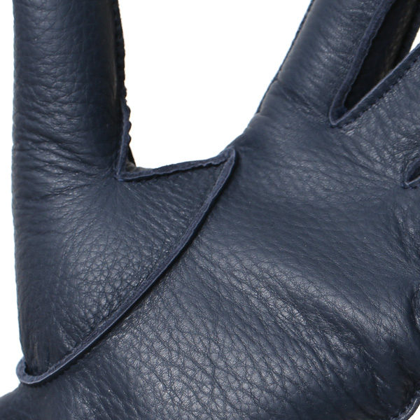  手袋 メンズ 本革 レザー カシミヤ混 カシミア混 ブルー ネイビー 青色 手袋 ディアスキン(鹿革) グローブ KURODA(クロダ)