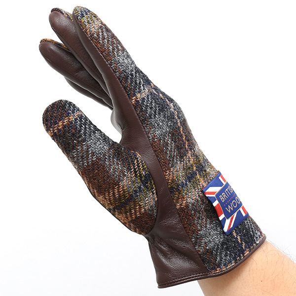  ブリティッシュウール 手袋 メンズ 本革 レザー スマートフォン対応 スマホ ブラウン 茶 茶色 手袋 グローブ KURODA(クロダ)