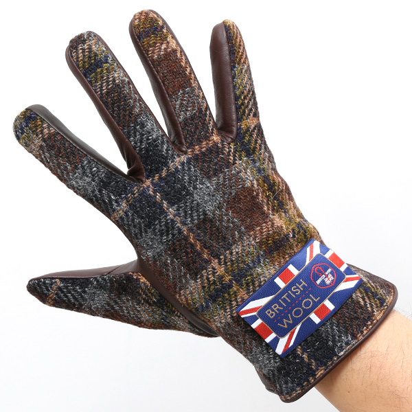  ブリティッシュウール 手袋 メンズ 本革 レザー スマートフォン対応 スマホ ブラウン 茶 茶色 手袋 グローブ KURODA(クロダ)