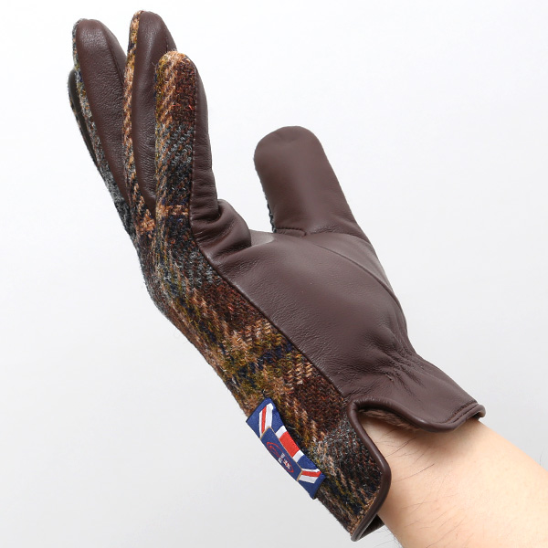  ブリティッシュウール 手袋 メンズ 本革 レザー スマートフォン対応 スマホ ブラウン 茶 茶色 手袋 グローブ KURODA(クロダ)