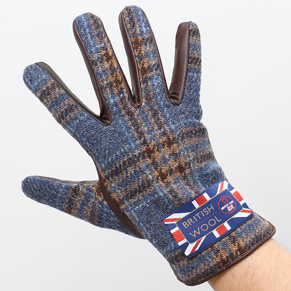  ブリティッシュウール 手袋 メンズ 本革 レザー スマートフォン対応 スマホ ブルー ネイビー 青色 手袋 グローブ KURODA(クロダ)