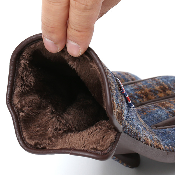  ブリティッシュウール 手袋 メンズ 本革 レザー スマートフォン対応 スマホ ブルー ネイビー 青色 手袋 グローブ KURODA(クロダ)