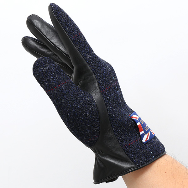  ブリティッシュウール 手袋 メンズ 本革 レザー スマートフォン対応 スマホ ブルー ネイビー 青色 手袋 グローブ KURODA(クロダ)