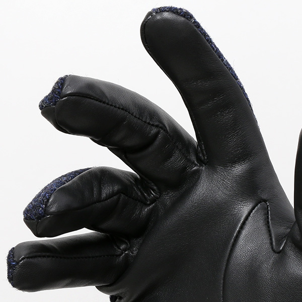  ブリティッシュウール 手袋 メンズ 本革 レザー スマートフォン対応 スマホ ブルー ネイビー 青色 手袋 グローブ KURODA(クロダ)
