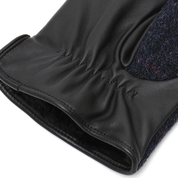  ブリティッシュウール 手袋 メンズ 本革 レザー スマートフォン対応 スマホ ブルー ネイビー 青色 手袋 グローブ KURODA(クロダ)