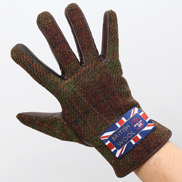 ブリティッシュウール 手袋 メンズ 本革 レザー スマートフォン対応 スマホ グリーン 緑色 手袋 グローブ KURODA(クロダ)
