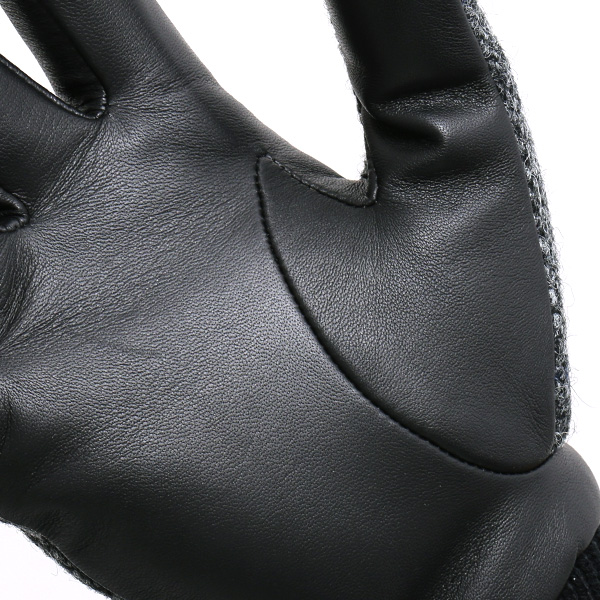  ハリスツイード 手袋 メンズ 本革 レザー スマートフォン対応 ブラック 黒 黒色 ウール 手袋 グローブ KURODA(クロダ)