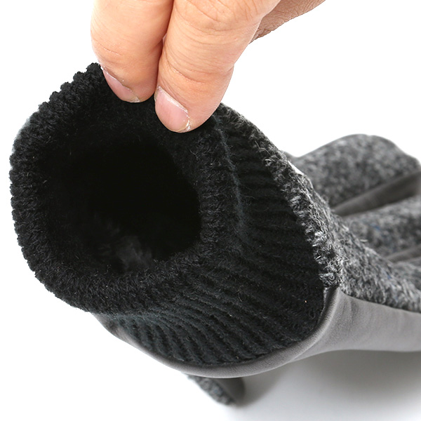  ハリスツイード 手袋 メンズ 本革 レザー スマートフォン対応 ブラック 黒 黒色 ウール 手袋 グローブ KURODA(クロダ)