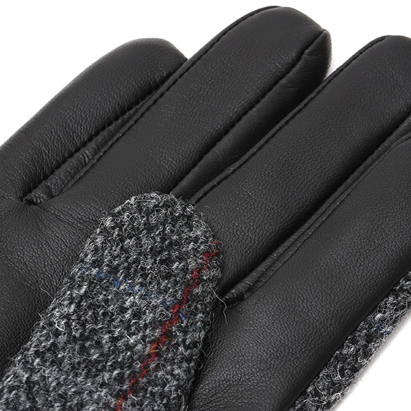  ハリスツイード 手袋 メンズ 本革 レザー スマートフォン対応 ブラック 黒 黒色 ウール 手袋 グローブ KURODA(クロダ)