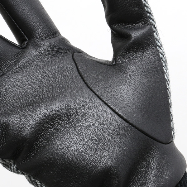  ハリスツイード 手袋 メンズ 本革 レザー スマートフォン対応 グレー グレイ 灰色 ウール 手袋 グローブ KURODA(クロダ)