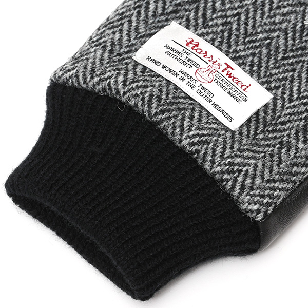  ハリスツイード 手袋 メンズ 本革 レザー スマートフォン対応 グレー グレイ 灰色 ウール 手袋 グローブ KURODA(クロダ)