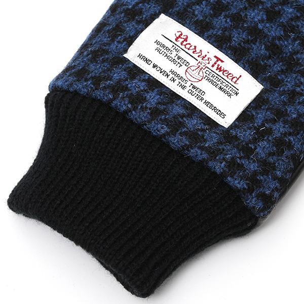  ハリスツイード 手袋 メンズ 本革 レザー スマートフォン対応 ブルー ネイビー 青色 ウール 手袋 グローブ KURODA(クロダ)