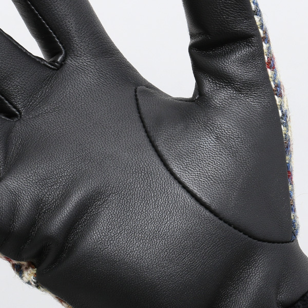  ハリスツイード 手袋 メンズ 本革 レザー スマートフォン対応 ベージュ 肌色 ウール 手袋 グローブ KURODA(クロダ)