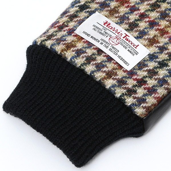  ハリスツイード 手袋 メンズ 本革 レザー スマートフォン対応 ベージュ 肌色 ウール 手袋 グローブ KURODA(クロダ)