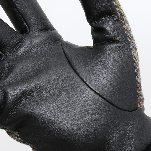  ハリスツイード 手袋 メンズ 本革 レザー スマートフォン対応 イエロー 黄色 ウール 手袋 グローブ KURODA(クロダ)