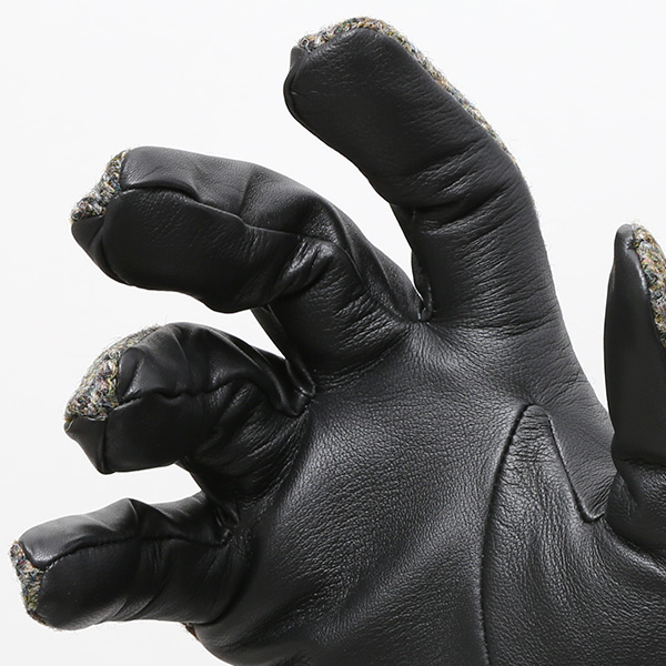  ハリスツイード 手袋 メンズ 本革 レザー スマートフォン対応 イエロー 黄色 ウール 手袋 グローブ KURODA(クロダ)