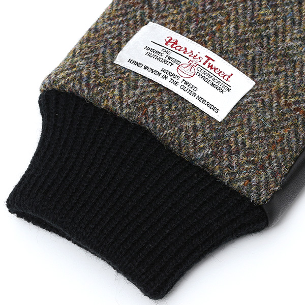  ハリスツイード 手袋 メンズ 本革 レザー スマートフォン対応 イエロー 黄色 ウール 手袋 グローブ KURODA(クロダ)