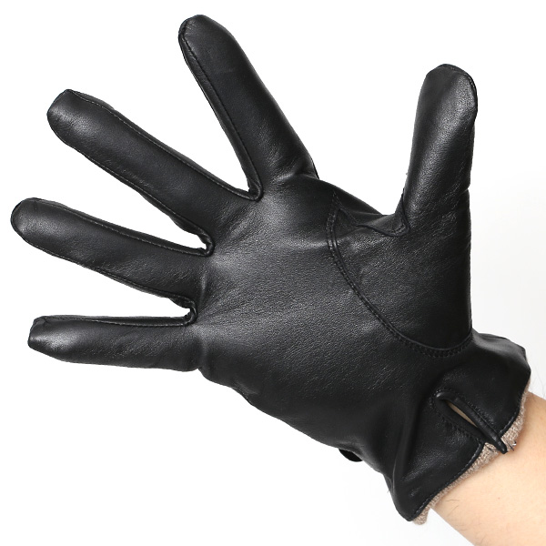  手袋 メンズ 本革 レザー カシミヤ混 カシミア混 ブラック 黒 黒色 日本製 手袋 ラムスキン(仔羊革) グローブ 皮 てぶくろ [KURODA(クロダ)]