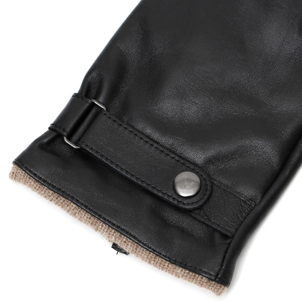  手袋 メンズ 本革 レザー カシミヤ混 カシミア混 ブラック 黒 黒色 日本製 手袋 ラムスキン(仔羊革) グローブ 皮 てぶくろ [KURODA(クロダ)]