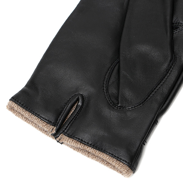  手袋 メンズ 本革 レザー カシミヤ混 カシミア混 ブラック 黒 黒色 日本製 手袋 ラムスキン(仔羊革) グローブ 皮 てぶくろ [KURODA(クロダ)]