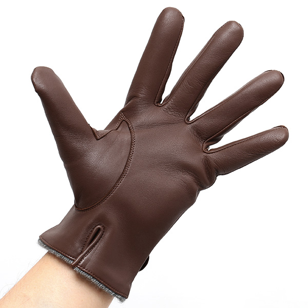  手袋 メンズ 本革 レザー カシミヤ混 カシミア混 ブラウン 茶 茶色 日本製 手袋 ラムスキン(仔羊革) グローブ 皮 てぶくろ [KURODA(クロダ)]