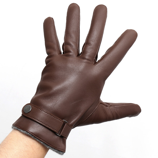  手袋 メンズ 本革 レザー カシミヤ混 カシミア混 ブラウン 茶 茶色 日本製 手袋 ラムスキン(仔羊革) グローブ 皮 てぶくろ [KURODA(クロダ)]