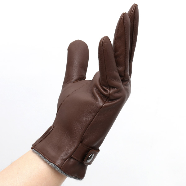  手袋 メンズ 本革 レザー カシミヤ混 カシミア混 ブラウン 茶 茶色 日本製 手袋 ラムスキン(仔羊革) グローブ 皮 てぶくろ [KURODA(クロダ)]
