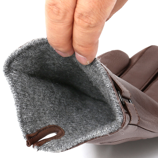  手袋 メンズ 本革 レザー カシミヤ混 カシミア混 ブラウン 茶 茶色 日本製 手袋 ラムスキン(仔羊革) グローブ 皮 てぶくろ [KURODA(クロダ)]