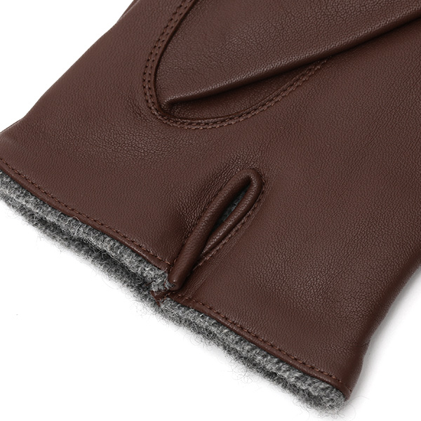  手袋 メンズ 本革 レザー カシミヤ混 カシミア混 ブラウン 茶 茶色 日本製 手袋 ラムスキン(仔羊革) グローブ 皮 てぶくろ [KURODA(クロダ)]