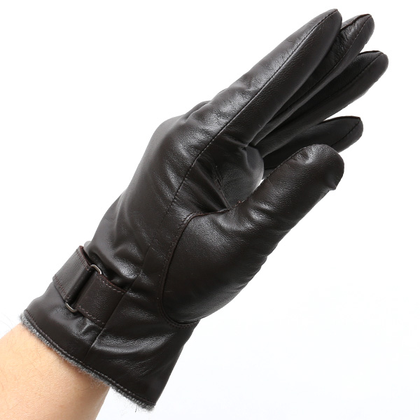  手袋 メンズ 本革 レザー カシミヤ混 カシミア混 ダークブラウン ブラウン 茶 茶色 日本製 手袋 ラムスキン(仔羊革) グローブ 皮 てぶくろ [KURODA(クロダ)]