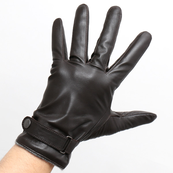  手袋 メンズ 本革 レザー カシミヤ混 カシミア混 ダークブラウン ブラウン 茶 茶色 日本製 手袋 ラムスキン(仔羊革) グローブ 皮 てぶくろ [KURODA(クロダ)]