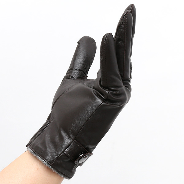  手袋 メンズ 本革 レザー カシミヤ混 カシミア混 ダークブラウン ブラウン 茶 茶色 日本製 手袋 ラムスキン(仔羊革) グローブ 皮 てぶくろ [KURODA(クロダ)]