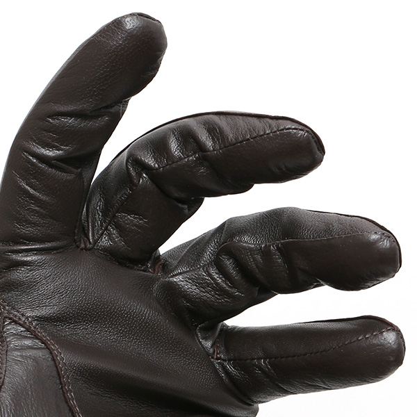  手袋 メンズ 本革 レザー カシミヤ混 カシミア混 ダークブラウン ブラウン 茶 茶色 日本製 手袋 ラムスキン(仔羊革) グローブ 皮 てぶくろ [KURODA(クロダ)]