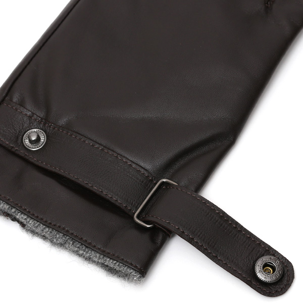  手袋 メンズ 本革 レザー カシミヤ混 カシミア混 ダークブラウン ブラウン 茶 茶色 日本製 手袋 ラムスキン(仔羊革) グローブ 皮 てぶくろ [KURODA(クロダ)]