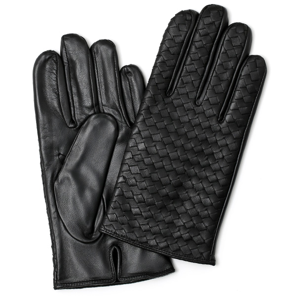 KURODA(クロダ) 編み込み 羊革 手袋 ブラック