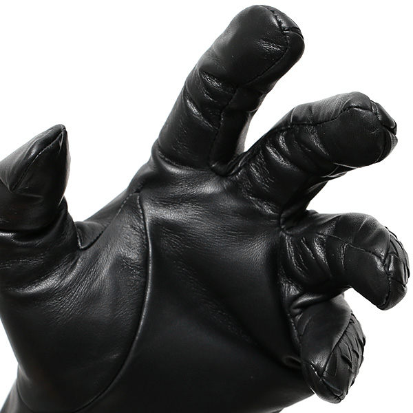  KURODA(クロダ) イントレチャート ラムスキン(仔羊)革手袋 メンズ ブラック 黒 黒色 本革 編み込み てぶくろ 皮 おしゃれ 高級 大人