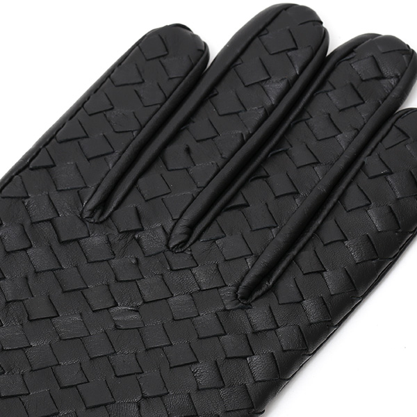  KURODA(クロダ) イントレチャート ラムスキン(仔羊)革手袋 メンズ ブラック 黒 黒色 本革 編み込み てぶくろ 皮 おしゃれ 高級 大人