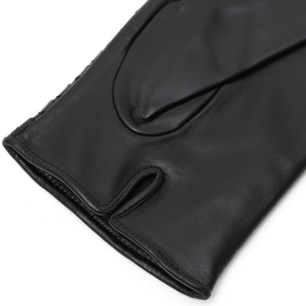  KURODA(クロダ) イントレチャート ラムスキン(仔羊)革手袋 メンズ ブラック 黒 黒色 本革 編み込み てぶくろ 皮 おしゃれ 高級 大人