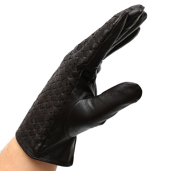 KURODA(クロダ) イントレチャート ラムスキン(仔羊)革手袋 メンズ ダークブラウン ブラウン 茶 茶色 本革 編み込み てぶくろ 皮 おしゃれ 高級 大人